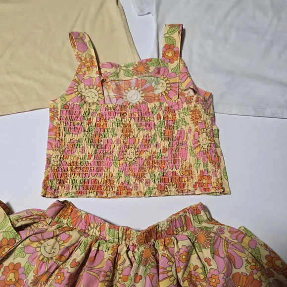 4T Girls' Floral Skirt With Matching Tops - Pink, White and Yellow - Picture 11 of 16